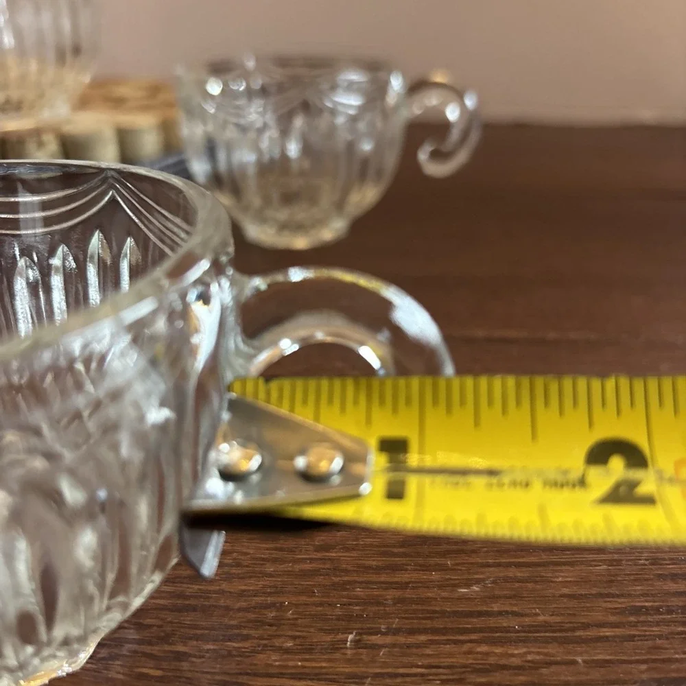 4 Indiana Glass ROYAL Drape Clear Punch Cup Hook Handle Vertical Rib & Swag 7 oz